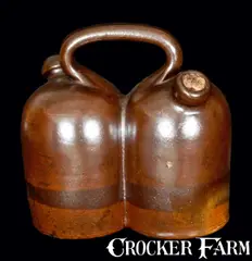 Double Jug, American Stoneware Gemel (Double Jug), mid 19th century, Stoneware