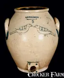 L. & B. G. Chase, L. & B. G. CHASE / SOMERSET, Massachusetts Stoneware Incised Birds Cooler, circa 1850, Stoneware