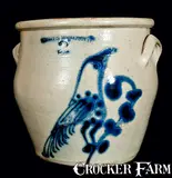 William Roberts, W. ROBERTS / BINGHAMTON NY Stoneware Bird Cream Jar, circa 1870, Stoneware