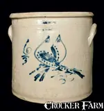 S. Hart, S. HART / FULTON (NY) Stoneware Crock w/ Double Birds
