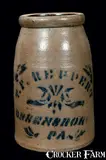 T.F. Reppert, T.F. REPPERT / GREENSBORO / PA Stoneware Canning Jar