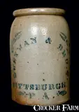 Weyman & Bro, WEYMAN & BRO. / PITTSBURGH / PA Stoneware Tobacco Jar, circa 1875, Stoneware