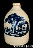 J. & E. Norton, J. & E. NORTON / BENNINGTON, VT Stoneware Jug w/ House Scene
