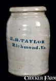 E. B. Taylor, E.B. TAYLOR / Richmond, Va. Stoneware Jar, circa 1880, Stoneware