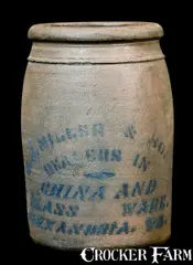 E.J. MILLER & SON / ALEXANDRIA, VA. Stoneware Jar by E. J. Miller & Son, circa 1875, Stoneware, sold Nov 2010