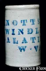Swindler & Co., KNOTTS, SWINDLER & CO / PALATINE, WVA Stoneware Canning jar, circa 1875, Stoneware