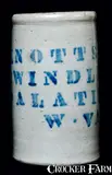 Swindler & Co., KNOTTS, SWINDLER & CO / PALATINE, WVA Stoneware Canning jar, circa 1875, Stoneware