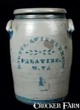 Swindler & Co., KNOTTS, SWINDLER & CO. / PALATINE. / W. VA Stoneware Crock, circa 1875, Stoneware