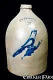 E. & L. P. NORTON / BENNINGTON, VT Stoneware Bird Jug by E & L P Norton, circa 1870, Stoneware, sold Nov 2010