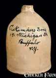 J. FISHER / LYONS, N.Y. Stoneware Jug by J. Fisher, circa 1885, Stoneware, sold Nov 2010