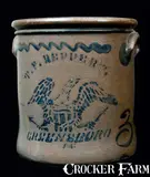 T.F. Reppert, T.F. REPPERT. / GREENSBORO, PA Crock w/ Eagle