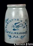 Hamilton & Jones, HAMILTON & JONES / GREENSBORO, / PA Stoneware Jar w/ Bird, circa 1875, Stoneware