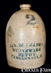 Jas. Benjamin Stoneware, JAS. BENJAMIN / STONEWARE / DEPOT / CINCINNATI / O. Stoneware Jug, circa 1880, Stoneware