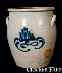 J.M. PRUDEN / ELIZ-TOWN, NJ Stoneware Jar by J.M. Pruden, circa 1840, Stoneware, sold Nov 2010