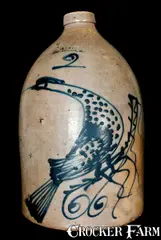 W & J M Cox, W & J M COX / DECKERTOWN, NJ Stoneware Bird Jug, circa 1870, Stoneware