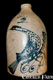 W & J M Cox, W & J M COX / DECKERTOWN, NJ Stoneware Bird Jug, circa 1870, Stoneware