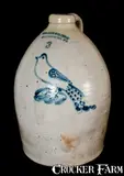 COWDEN & WILCOX / HARRISBURG, PA Stoneware Bird Jug by Cowden & Wilcox, circa 1865, Stoneware, sold Nov 2010