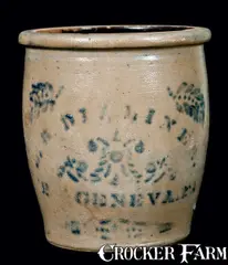 L.B. Dilliner, L.B. DILLINER / NEW GENEVA, PA Stoneware Jar, circa 1870, Stoneware