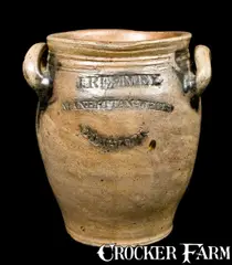 J. Remmey, J. REMMEY / MANHATTAN-WELLS / NEW-YORK Antique Stoneware Jar, circa 1810, Stoneware