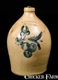 F.H. COWDEN / HARRISBURG Stoneware Jug with Cherries by F.H. Cowden, circa 1880, Stoneware, sold Jul 2010