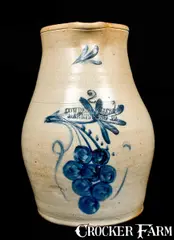 Cowden & Wilcox, COWDEN & WILCOX / HARRISBURG, PA Stoneware Pitcher with Grapes, circa 1865, Stoneware