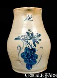 COWDEN & WILCOX / HARRISBURG, PA Stoneware Pitcher with Grapes by Cowden & Wilcox, circa 1865, Stoneware, sold Jul 2010