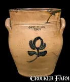 C. Boynton, C. BOYNTON. / TROY Stoneware Jar with Cobalt Flower, circa 1830, Stoneware