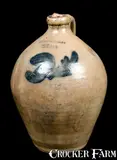Clark & Lundy, CLARK & LUNDY / TROY Stoneware Jug with Cobalt Foliate Design, circa 1825-1826, Stoneware