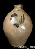Clark & Lundy, CLARK & LUNDY / TROY Stoneware Jug with Cobalt Floral Design, circa 1825-1826, Stoneware