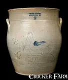 Julius Norton, JULIUS NORTON / BENNINGTON, VT Stoneware Jar w/ Incised Bird, circa 1840, Stoneware