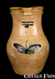 Julius Norton, JULIUS NORTON / BENNINGTON, VT Stoneware Pitcher w/ Butterfly, circa 1840, Stoneware