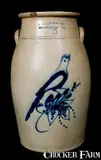 E & L P NORTON / BENNINGTON VT Stoneware Churn w/ Bird by E & L P Norton, circa 1870, Stoneware, sold Apr 2010