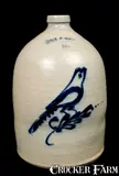 E & L P NORTON / BENNINGTON, VT Stoneware Bird Jug by E & L P Norton, circa 1870, Stoneware, sold Apr 2010