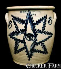 T. Harrington, T. HARRINGTON / LYONS, New York Starface Stoneware Crock, circa 1860, Stoneware