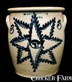 T. HARRINGTON / LYONS, New York Starface Stoneware Crock by T. Harrington, circa 1860, Stoneware, sold Apr 2010