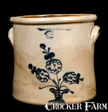 William Roberts, W. ROBERTS / BINGHAMTON NY Stoneware Crock with Flowering Urn, circa 1870, Stoneware