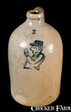 Pottery Works, POTTERY WORKS / LITTLE WST 12TH ST. NY Stoneware Drunk Man Jug, circa 1870, Stoneware