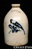 F.B. NORTON & CO. / WORCESTER, MASS Stoneware Bird Jug by F. B. Norton & Co, circa 1870, Stoneware, sold Apr 2010