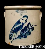 F.B. NORTON & CO / WORCESTER, MASS Stoneware Crock w/ Parrot by F. B. Norton & Co, circa 1870, Stoneware, sold Apr 2010
