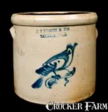 F. T. Wright & Son, F.T. WRIGHT & SON / TAUNTON MASS Stoneware Crock w/ Bird