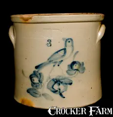 Pottery Works, MacQuoid, POTTERY WORKS / Little West 12TH ST. NY Stoneware Bird Crock, circa 1870, Stoneware