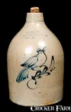 NEW YORK / STONEWARE CO. / FORT EDWARD, NY Stoneware Bird Jug by New York Stoneware Co., circa 1875, Stoneware, sold Apr 2010