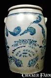 Eneix, Large ENEIX / NEW GENEVA PA Stoneware Jar w/ Freehand Decoration, circa 1875, Stoneware