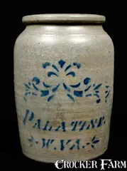 Palatine, PALATINE / W.VA. Stenciled Stoneware Jar, circa 1875, Stoneware