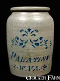 Palatine, PALATINE / W.VA. Stenciled Stoneware Jar, circa 1875, Stoneware