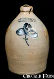 COWDEN & WILCOX / HARRISBURG, PA Stoneware Jug by Cowden & Wilcox, circa 1865, Stoneware, sold Apr 2010