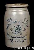 HAMILTON & JONES / GREENSBORO. / PA. Stoneware Jar by Hamilton & Jones, circa 1875, Stoneware, sold Apr 2010