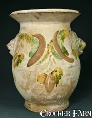 Solomon Bell, SOLOMON BELL / STRASBURG / Va Redware Lions Head Urn, circa 1875, Redware