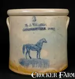 W.H. Wheaton, W.H. WHEATON / DANICLSONVILLE CONN Stoneware Horse Crock, circa 1875, Stoneware