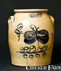 C.E. Pharis & Co., C.E PHARIS & CO / GEDDES. NY Stoneware Crock, circa 1864-1867, Stoneware